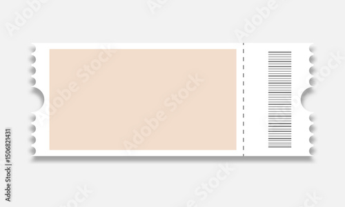 Ticket mockup on white background.	