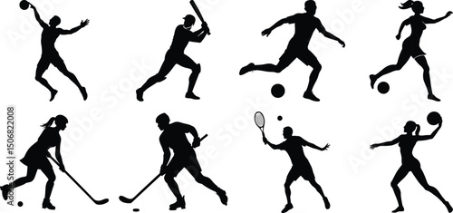 Wallpaper Mural Sportsman various sports activities silhouette set. vector collection on transparent background Torontodigital.ca
