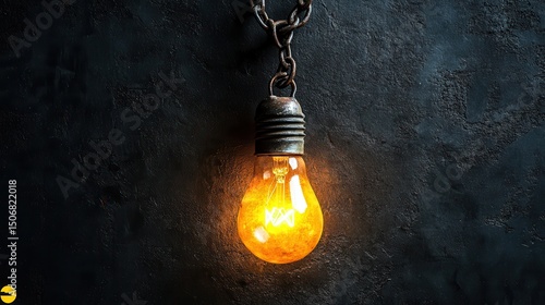 Vintage light bulb illuminates a dark background, symbolizing creativity and ideas.