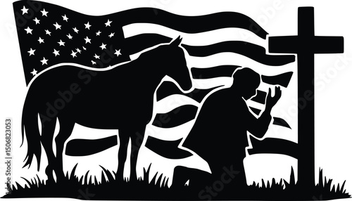 Praying Cowboy With Cross Svg,Cowgirl praying svg
