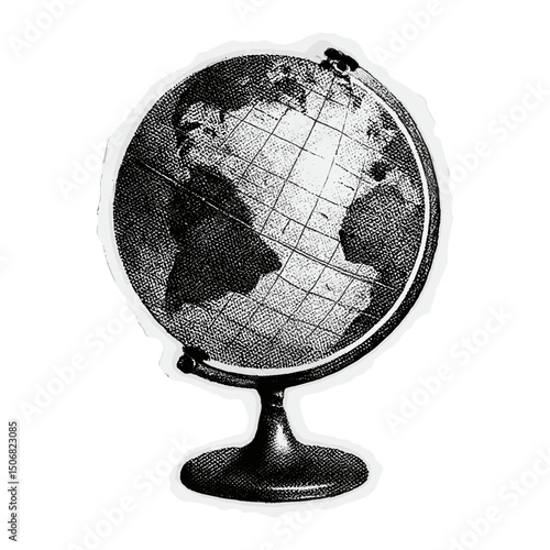 Vintage monochrome globe illustration  vector