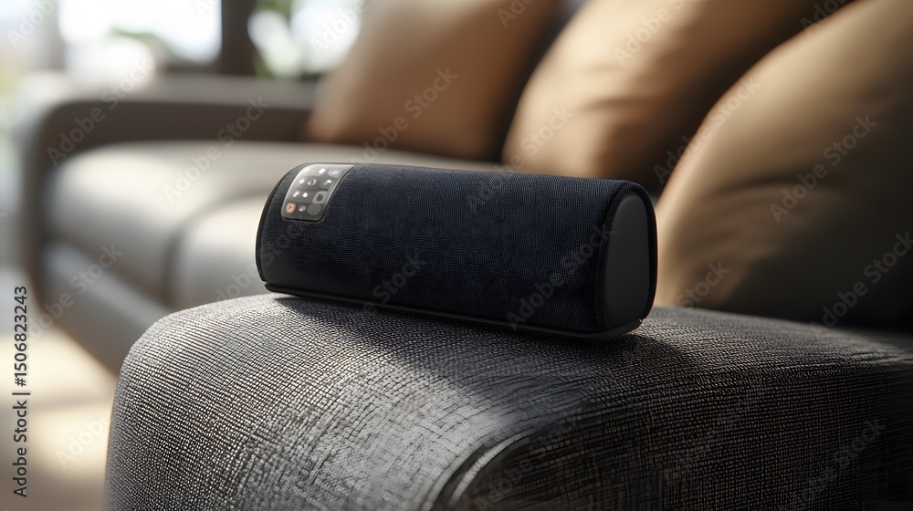 Fototapeta premium Compact remote control holder on a couch armrest