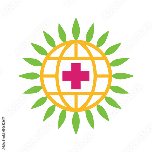 full editable medical logo with earth concept 