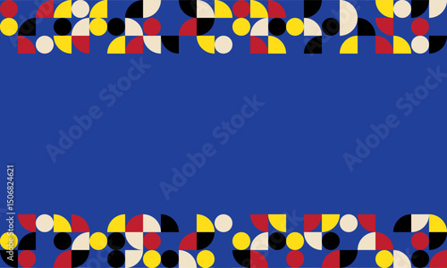 Minimalist trendy Bauhaus pattern backgrounds with empty space for text op-art, retro styled pattern heading presentation