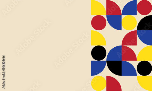 Minimalist trendy Bauhaus pattern backgrounds with empty space for text op-art, retro styled pattern heading presentation