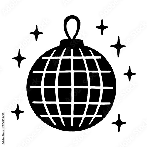 Retro disco ball illustration vector