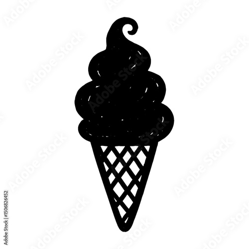 Silhouette ice cream cone illustration vector