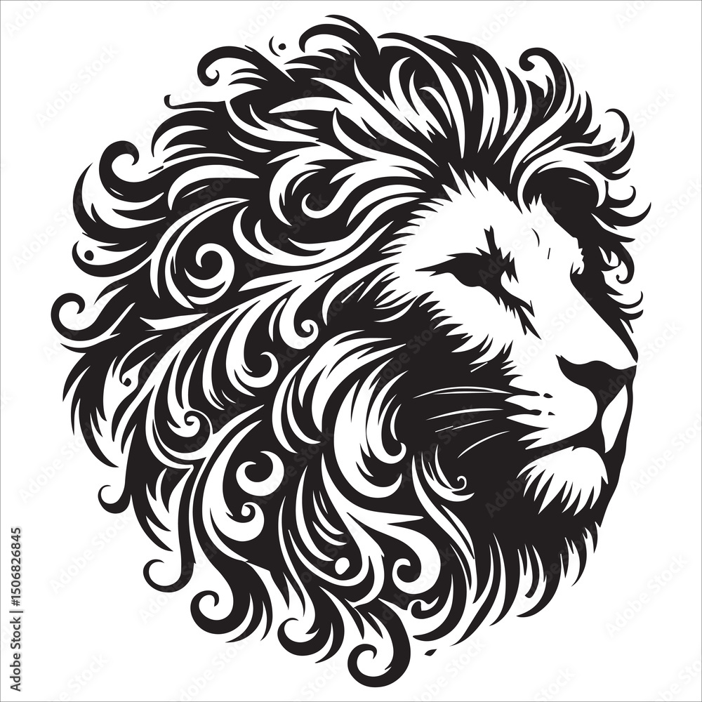 Fototapeta premium Lion Silhouette,Male lion black silhouette icon vector. Lion icon isolated on a white background. Walking lion icon vector