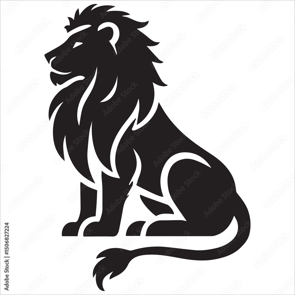 Obraz premium Lion Silhouette,Male lion black silhouette icon vector. Lion icon isolated on a white background. Walking lion icon vector
