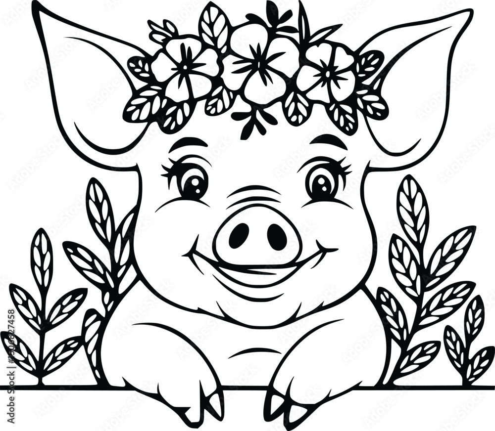 Cute Pig Svg, Piglet With Flower Design
Cute Pig Svg, Piglet With Flower Design