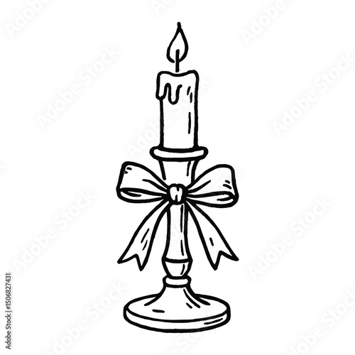 Elegant candle with decorative ribbon vector