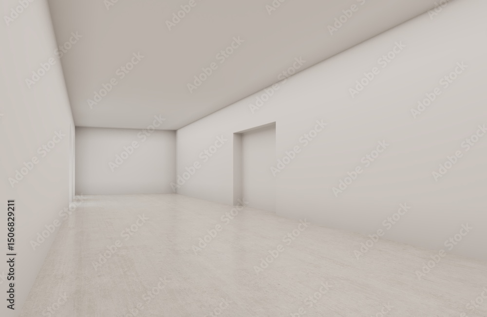 Fototapeta premium 3d empty room with white walls.White clean empty architecture interior space room