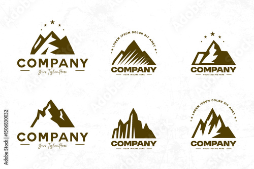  stunning mountain-themed company logos with clean lines, modern minimalist designs, and a bold visual identity tailored for business branding