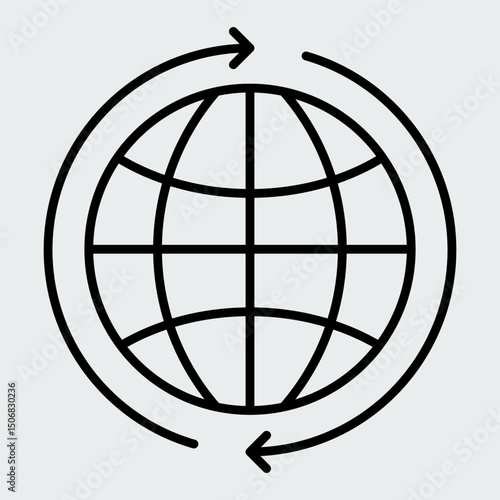 Globe icon. Earth symbol with arrows stock illustration