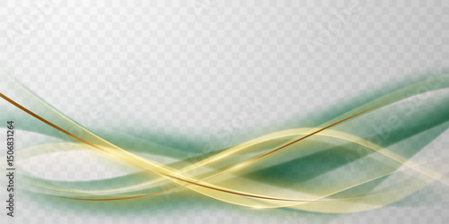 Green abstract wave background With luxury golden element vector illustration