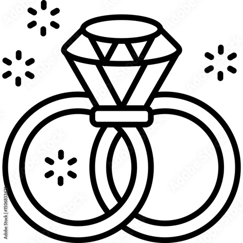 Wedding Rings Icon Vector Element