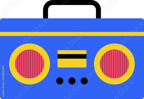 Boombox music instrument illustration for live music, concert, music festival, music party, music day decoration. Vector isolated.