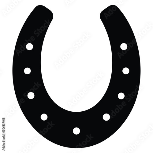 Bold Horseshoe Icon with Visible Nail Holes for Good Luck Symbolism