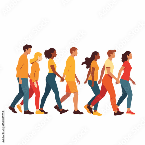 Diverse teens walking in unity, celebrating togetherness