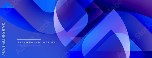 Abstract blue design features overlapping shapes, gradients. Modern aesthetic suitable for backgrounds, presentations. Minimal text present.