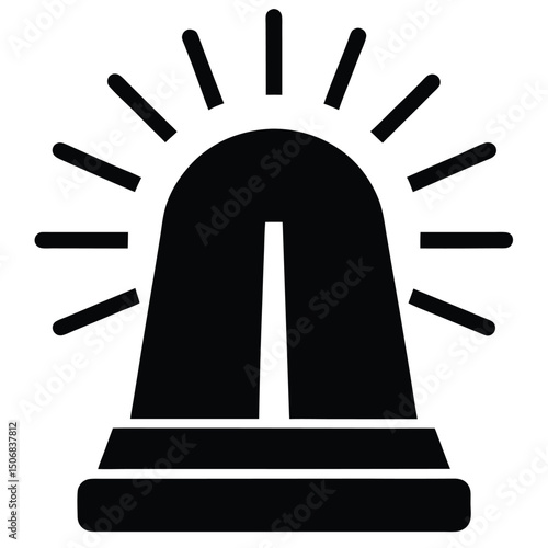Emergency Siren with Rays Graphic, Alert Beacon, First Responder Symbol, Urgent Situation