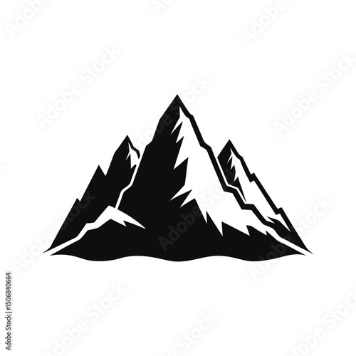 Mountain illustration and silhouette vector with white background
