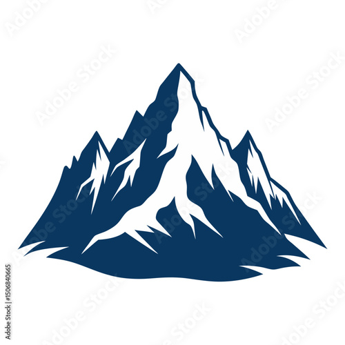 Mountain illustration and silhouette vector with white background