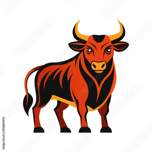 Bull illustration vector with white background