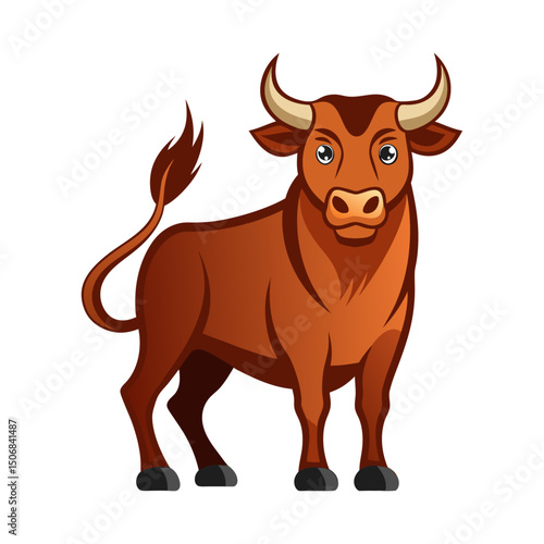 Bull illustration vector with white background