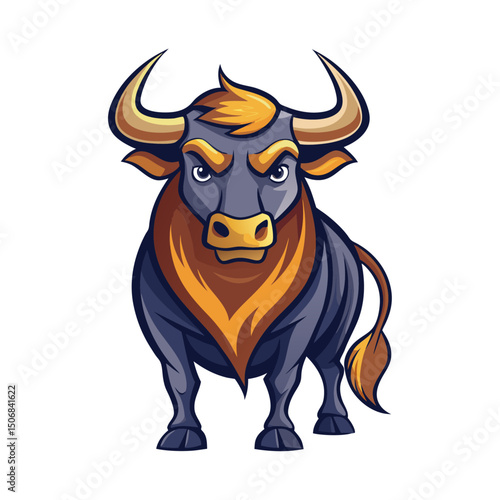 Bull illustration vector with white background