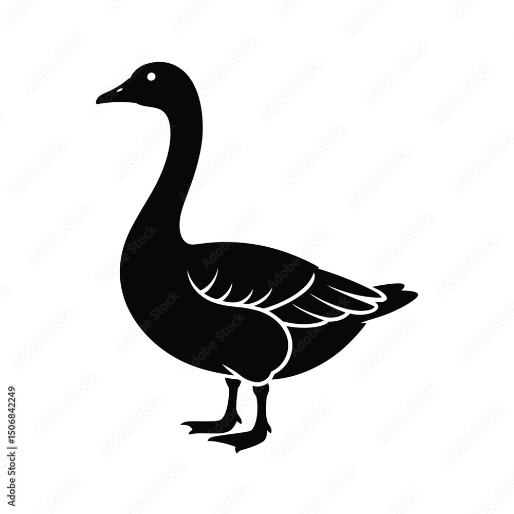 Goose Silhouette, Goose vector Art & Illustration on a white background Goose Silhouette, Goose vector Art & Illustration on a white background