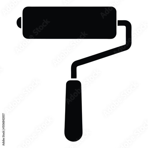 Solid Black Paint Roller Icon Home Improvement Tool for Walls and Ceilings