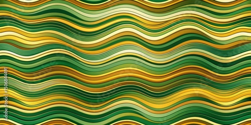 Abstract Green Gold Wave Pa...