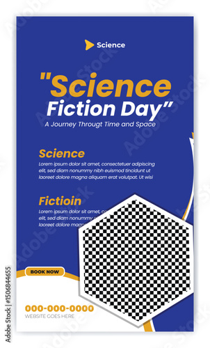 World National Science fiction day instagram story design. Happy world science fiction day celebration