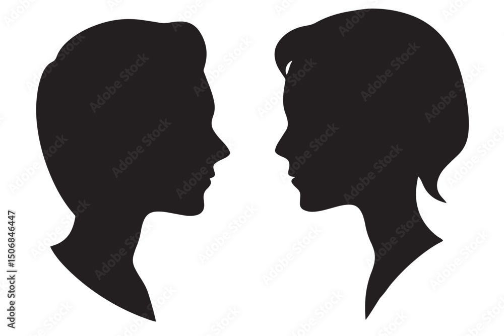 Man and Woman Face Silhouette Vector – Couple Profile Icon for Love, Relationship, Romance, Gender, Design, and Art Use Man and Woman Face Silhouette Vector – Couple Profile Icon for Love, Relationship, Romance, Gender, Design, and Art Use