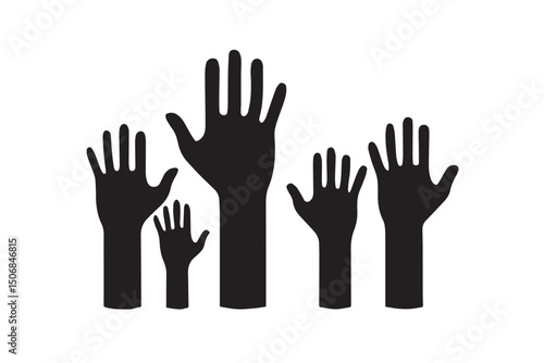 Silhouette Raised Hands Vector for Unity and Support Graphics