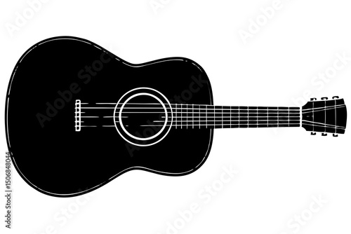 Photorealistic Black and White Acoustic Guitar – Highly Detailed 8K Resolution Fine Art Photography