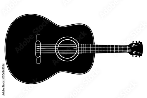Photorealistic Black and White Acoustic Guitar – Highly Detailed 8K Resolution Fine Art Photography