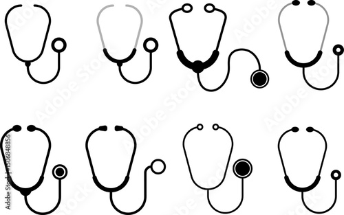 Stethoscope Medical Tool icon set. Auscultation Device. symbolizing healthcare and medical examination. vital tool of modern medicine
