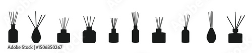 aroma sticks set cartoon isolated vector silhouette