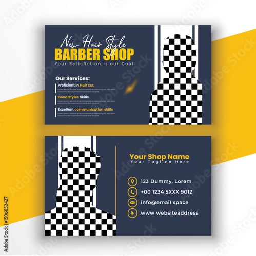 Barber shop hair salon business card template.
