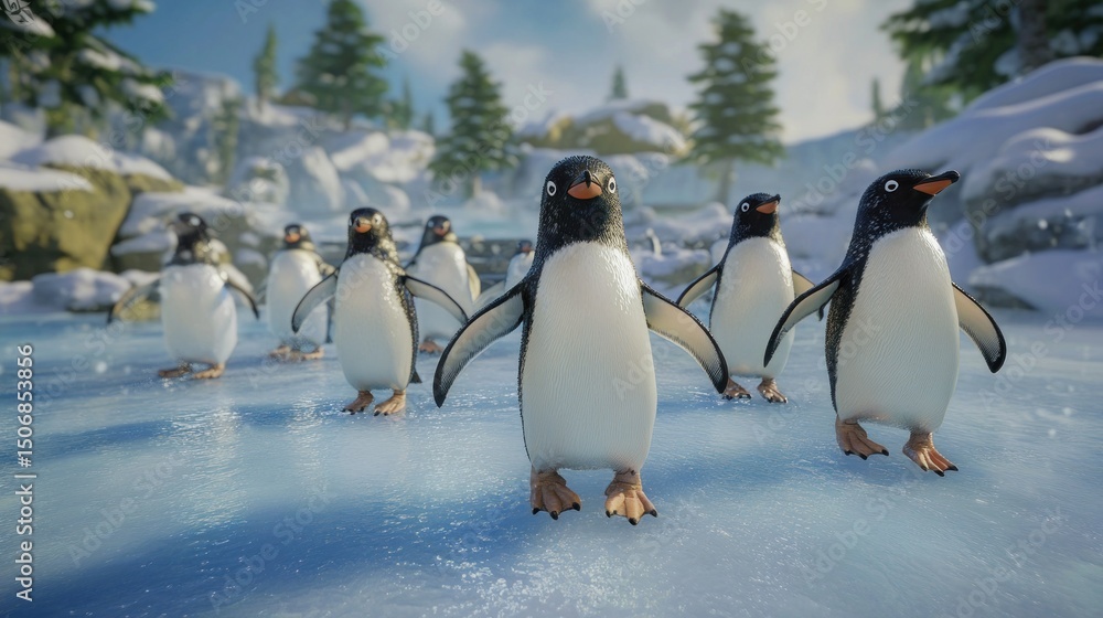 Obraz premium Penguins on Ice