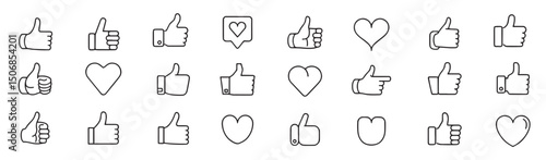 like icon set editable stroke contains such icons as feedback thumbs up like button enjoyment heart