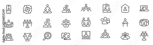 human resources icon set editable stroke contains such icons as manager work conditions promotion