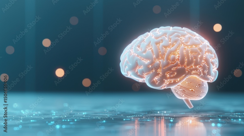 Brain Cybernetic brain concept with futuristic glowing elements and data links. Brain Cybernetic brain concept with futuristic glowing elements and data links.