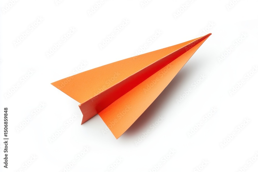 Orange paper airplane isolated on white background Orange paper airplane isolated on white background