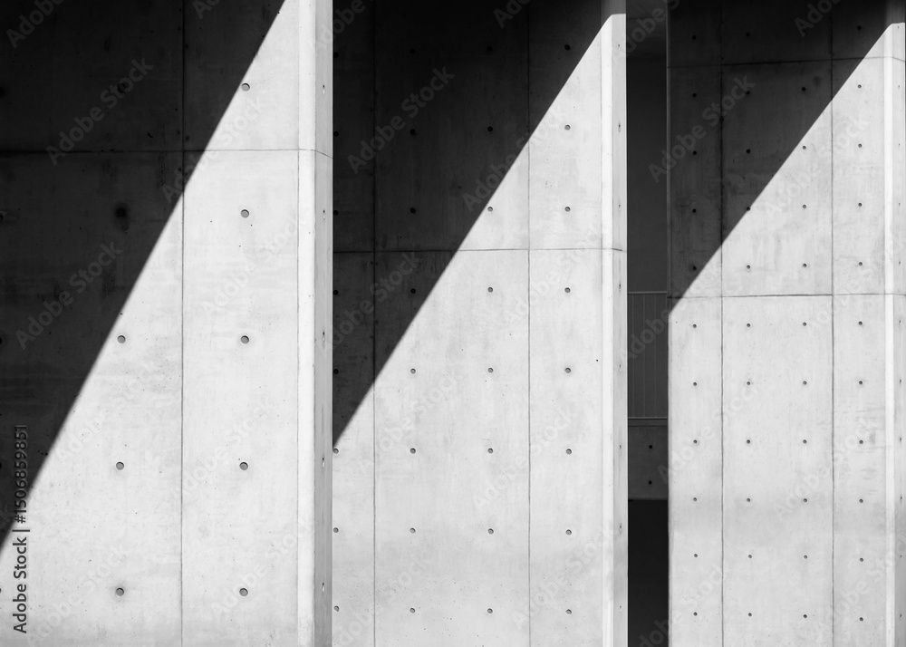 Fototapeta premium Architecture details Concrete Wall Bias columns Shade Shadow lighting Industry background