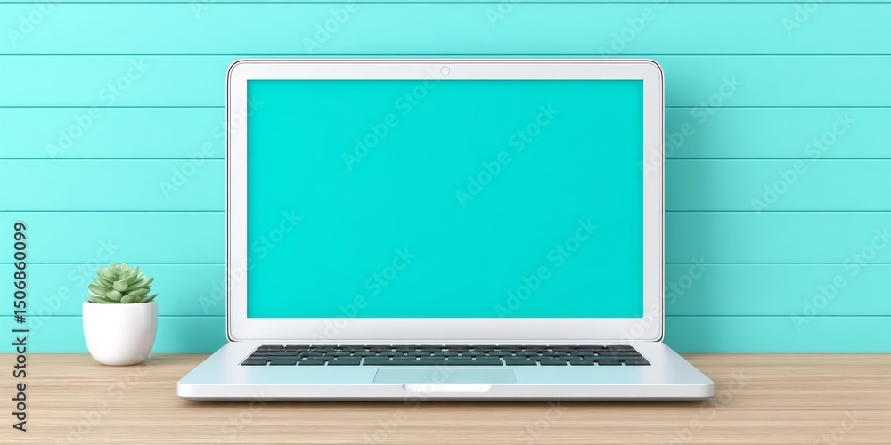 Fototapeta premium a minimalist vector design of a laptop on a clean surface with subtle shadows