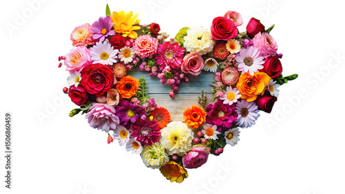 heart from flowers isolated on white background PNG