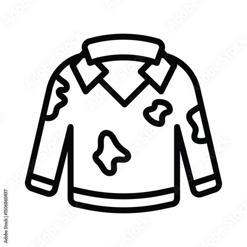 Dirty Shirt Vector outline icon. Eps 10 file